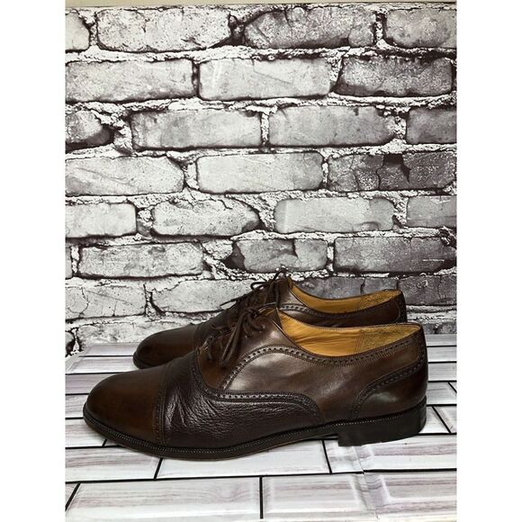 Mezlan Florence Brown Leather Brogue Cap Toe Oxfords Lace Dress Shoes Men Sz 12W - Picture 10 of 16